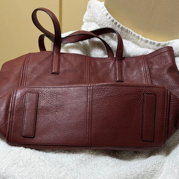Cole Haan Burgundy Leather Tote with Tassel - Picture 11 of 14
